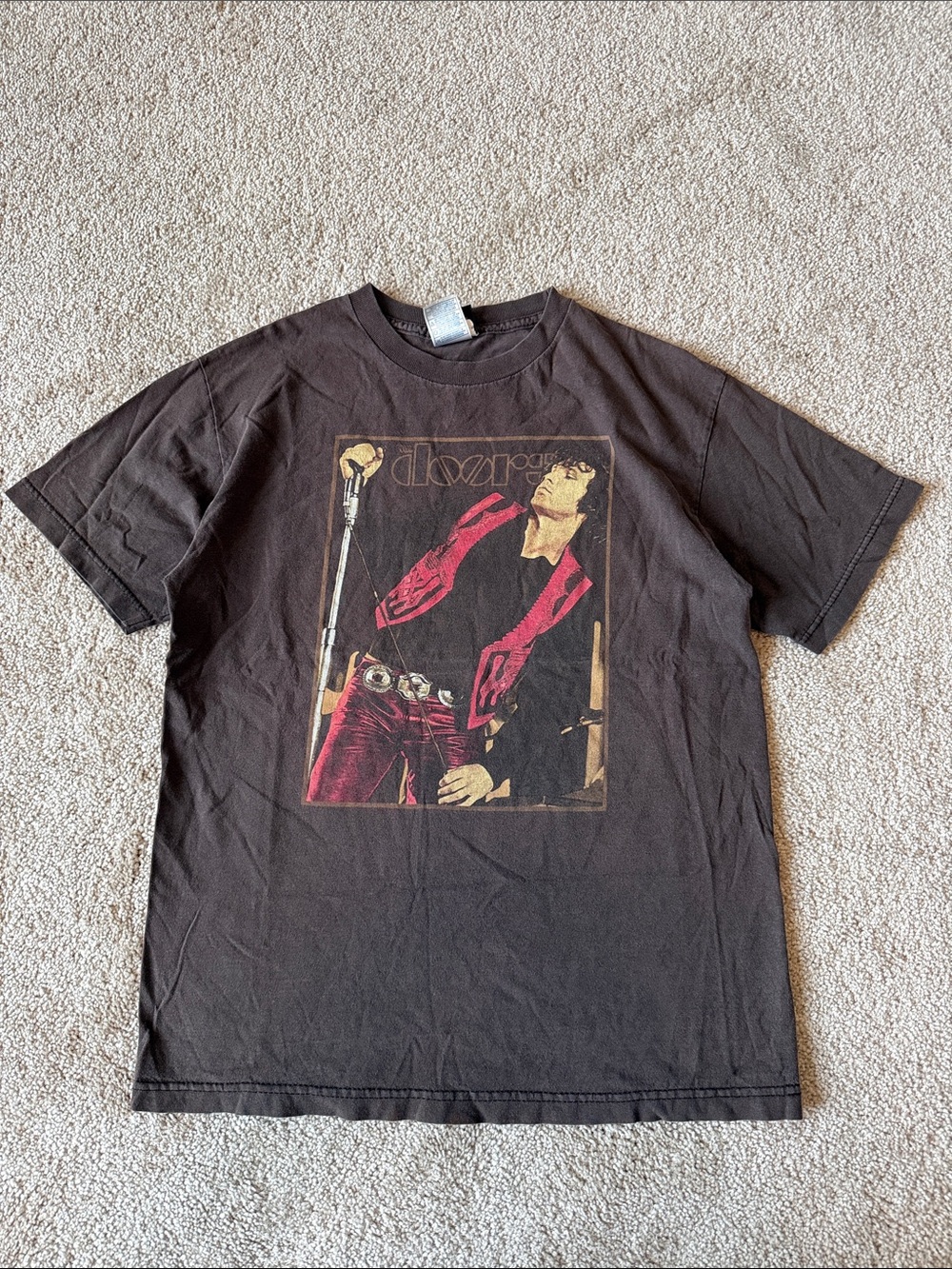 Y2K Vintage The Doors Brown Band Tee Graphic Short Sleeve Shirt
